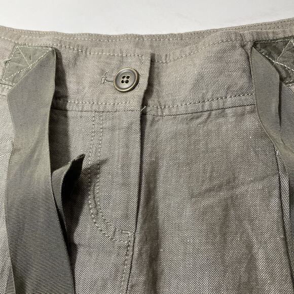 Loft Linen Blend Short Skirt Women’s Size 0 Taupe Ribbon Tie Waist Pockets NEW - Picture 3 of 8